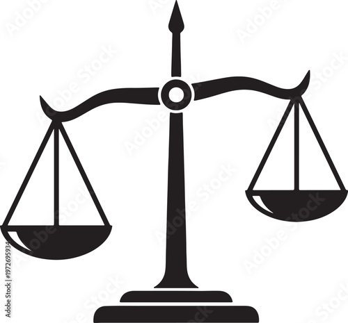 Black silhouette of a justice scale with two empty pans on a white background also transparent background 1