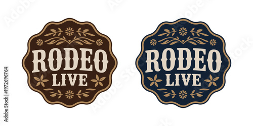 Photos Rodeo belt buckle illustration, vintage vector design featuring cowboy and cowgi