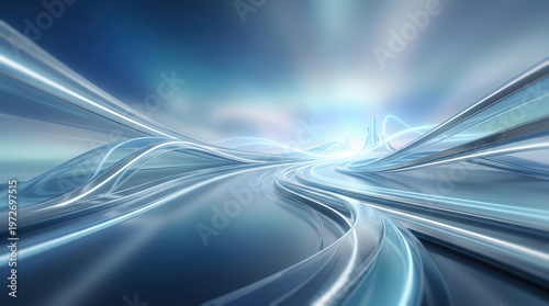 Futuristic Abstract Light Trails Photo with Dynamic Motion Effects