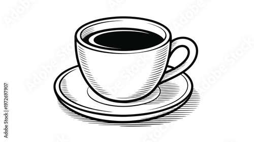 Hand Drawn Coffee Cup Line Art Illustration with Minimal Clean Outline