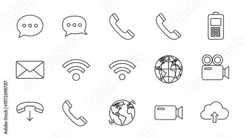 Collection of map pins, navigation icons, and travel symbols