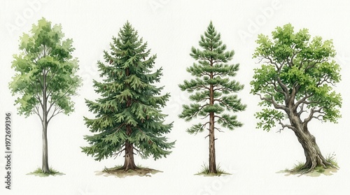 Collection of Various Tree Species Photo in Natural Environment