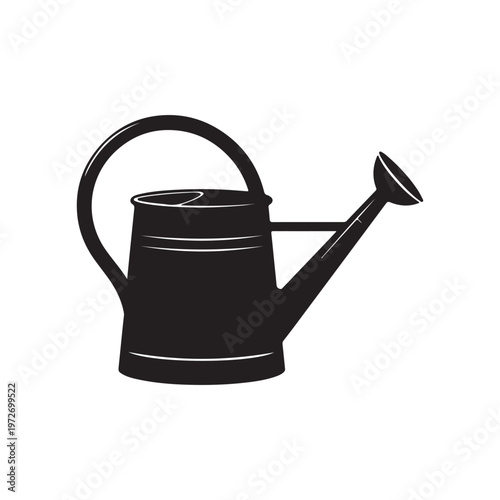 Metal watering can garden tool as a silhouette vector icon