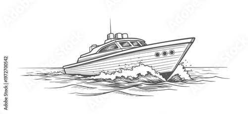 Of a luxury yacht speeding through choppy water boat ocean