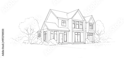 Of a two story house with trees and bushes architecture building residential home