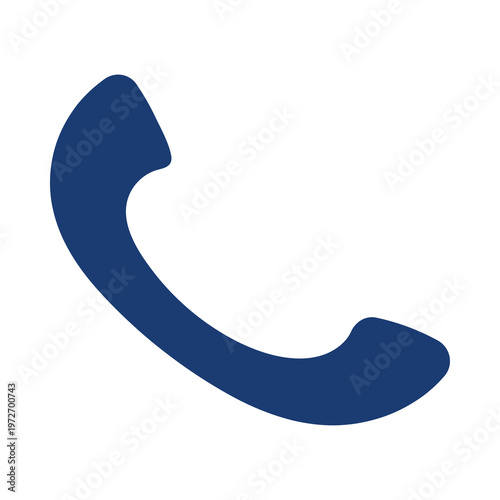 Blue Telephone Handset Icon on White Background communication contact