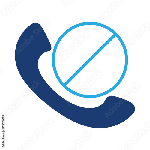 Blue Telephone Handset with Forbidden Symbol Icon communication contact