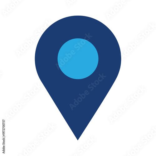 Dark Blue Location Pin Icon with Light Blue Circle on White Background graphic