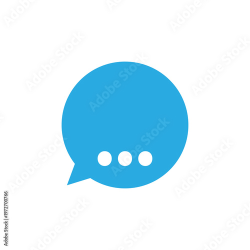Single Blue Speech Bubble with Three White Dots chat communication