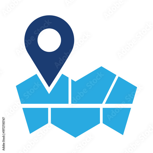 Map Pin Location Icon on Stylized Map with White Background graphic