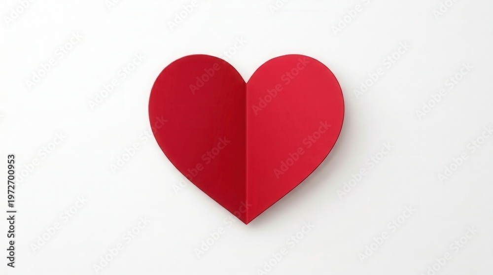 Fototapeta premium Romantic Paper Heart Illustration with Red and Pink Shades for Love and Valentine's Day