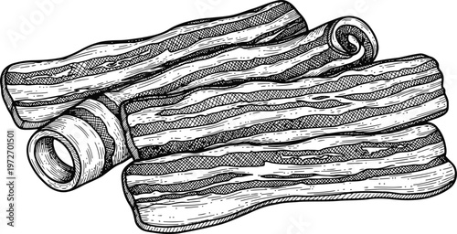 Raw Pasta Tubes Stacked for Cooking Preparation Close-Up Macro Detail Black and White Engraving Style