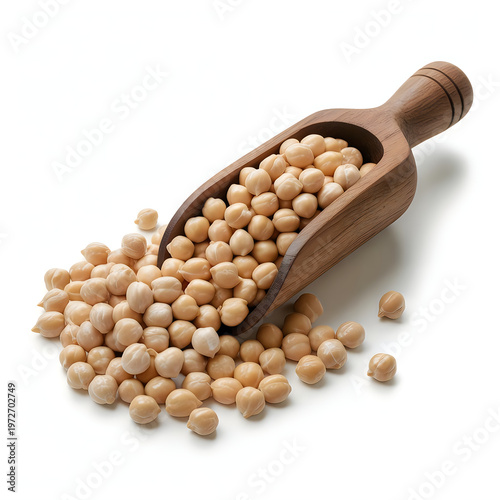 Dried Chickpeas in Wooden Scoop
