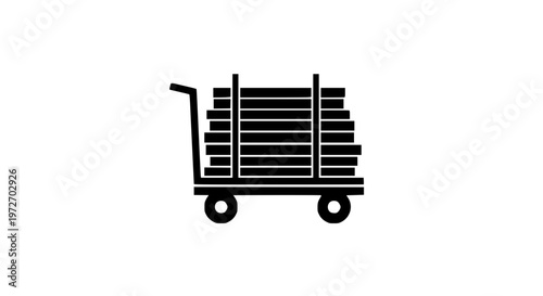 Transporting steel rods black white icon