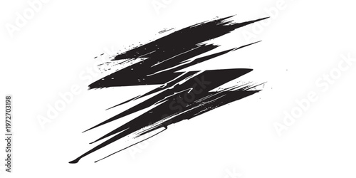 Tableau sur toile Dynamic black brush strokes creating an abstract lightning bolt design