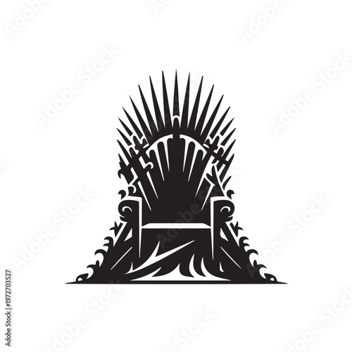 Fantasy Iron Throne Silhouette – Medieval Royal Chair Vector Illustration