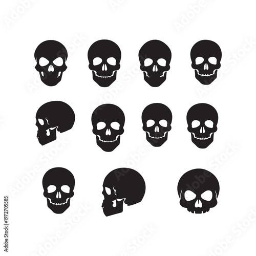 skull and crossbones set silhouette vector designe 