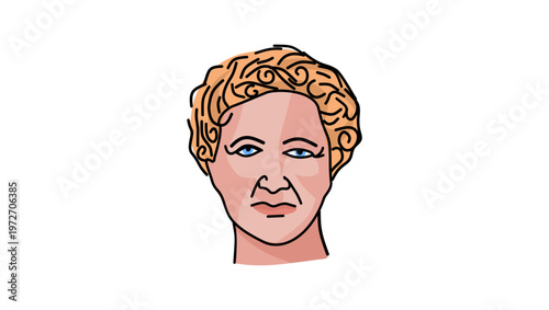 Agatha Christie portrait, flat vector illustration