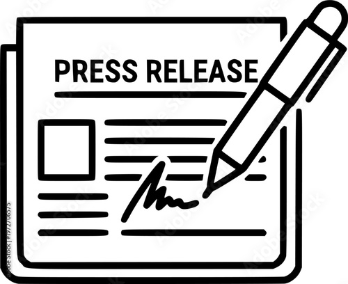 Press Release icons set multiple style collection. Editable stroke
vector silhouette illustration isolated on white background 