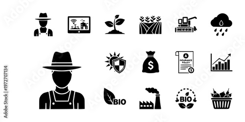 Agricultural Crop Insurance Smart Farming Icon