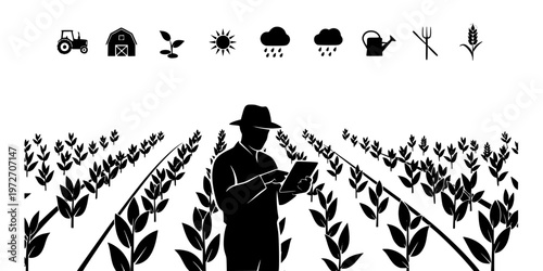 Agricultural Crop Insurance Smart Farming Icon