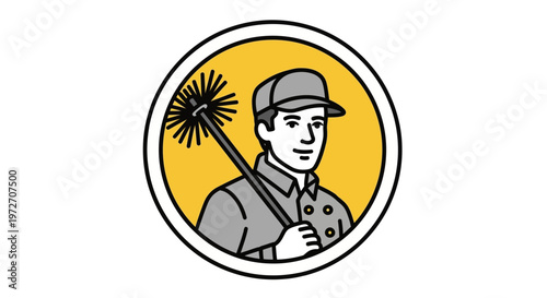 Illustration of a chimney sweep worker.