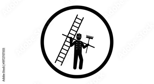 A person painting with a ladder.