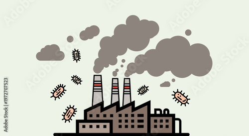 Industrial pollution factory emitting smoke.
