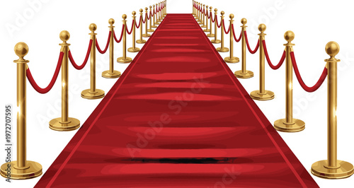 Red Carpet Entrance with Gold Stanchions and Velvet Ropes Luxury Gala Event Awards Ceremony VectorRed Carpet Entrance with Gold Stanchions and Velvet Ropes Luxury Gala Event Awards Ceremony Vector