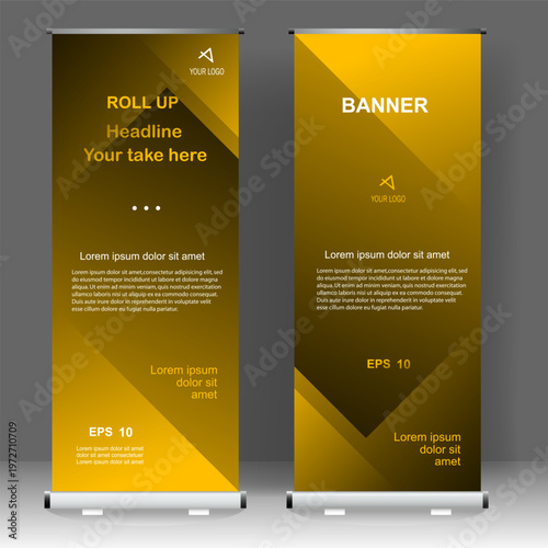 Roll up banner luxury stand template design, for brochure, flyer, infographics. modern advertising. vector illustration	