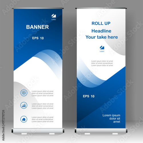 Business Roll up banner vertical template design, for brochure, business, flyer, infographics. modern x-banner and flag-banner advertising. vector illustration