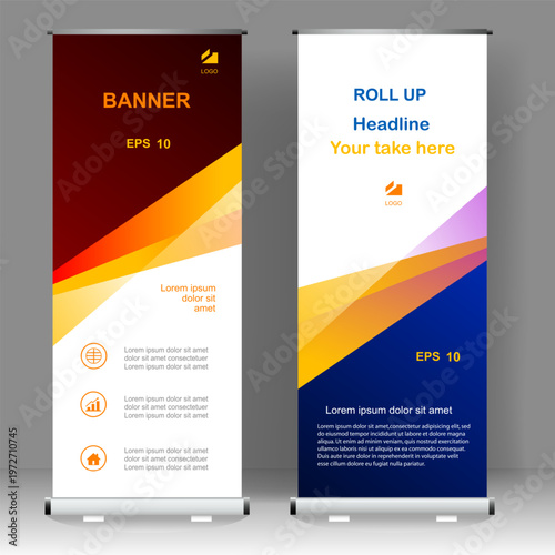 Business banner Roll up stand template design, for brochure, flyer, infographics. modern advertising. vector illustration	