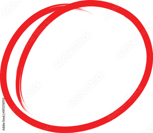Free Download Hand drawn red circle brush stroke frame isolated on a plain white background surface - GFXLoad