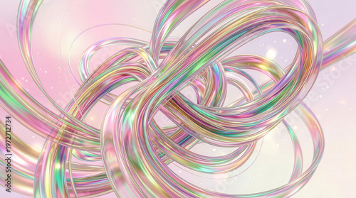 Colorful Abstract Glass Rings Photo with Vibrant Light Effects and Soft Pastel Background