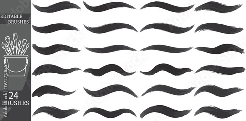 Editable Illustrator Brushes, 24 Custom Brushes, Vector Brush Collection, Digital Art Tools