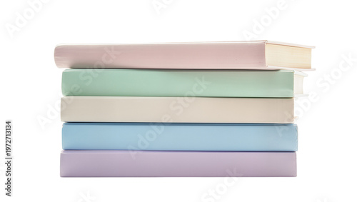Fotografía Isolated stack of five beautifully colored blank hardcover books for education a