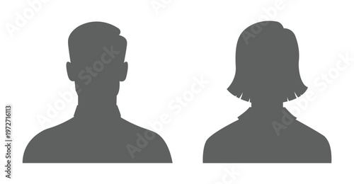 Two anonymous human heads are depicted in a stark graphic style presenting a minimalist representation silhouette high quality professional detailed modern elegant stylish