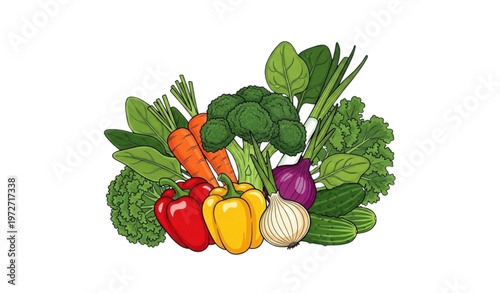 Colorful hand drawn fresh vegetables vegan vegetarian vector set