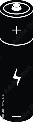 Rechargeable Battery Silhouette Isolated on White Background