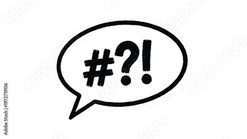 Single hand drawn comic speech bubble with a textured black outline containing the symbols pound question mark and exclamation.