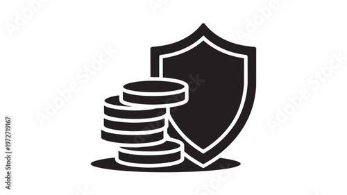 Financial Security Shield Coins Protection Money Insurance Stability Investment Safety Vector