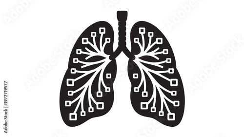Lung Anatomy Illustration Icon Showing Human Respiratory System Structure and Healthcare Concept