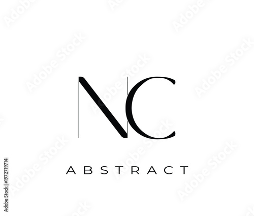 Abstract logo design with NC letters and text  modern minimalist symbol