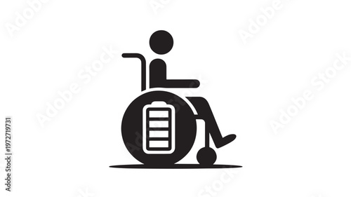 Wheelchair Low Battery Icon for Disability Energy Depletion and Accessibility Awareness Concept
