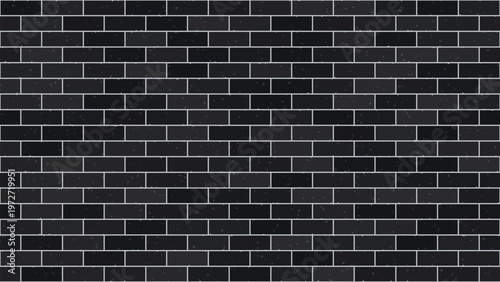 Seamless black brick wall pattern with dark grey textured blocks and light grout lines, a modern geometric repeating background for urban industrial design, wallpaper, textile, web, or