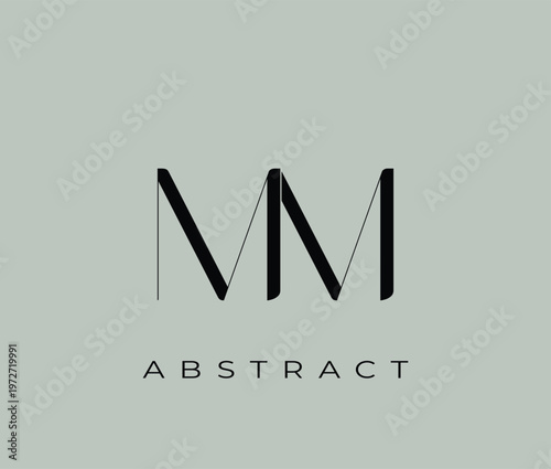 Abstract logo design with stylized MM letters and text