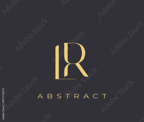 Bild auf Leinwand Gold abstract logo design with letters LR and text  modern symbol