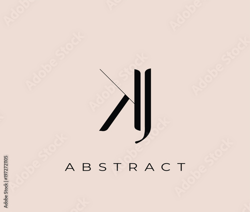 Abstract logo design with black letters on beige background
