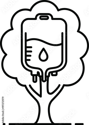 World blood donor day vector symbolic tree of life with blood bag illustration for awareness campaigns