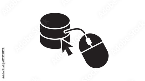 Computer Mouse Database Server Icon Clicking Data Access Technology Network Concept Vector